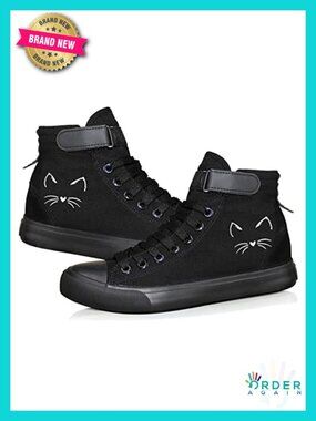 Cat Printed Canvas High Top Sneakers Women's Fashion Sneakers